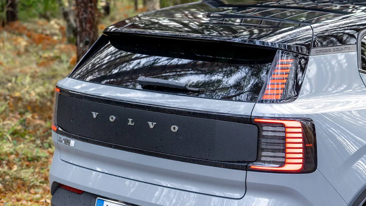 Volvo EX30 cross country from the rear 2025